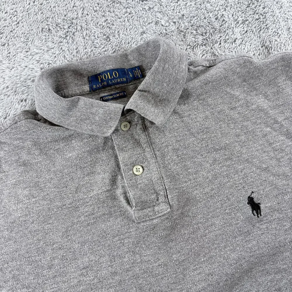 Polo Ralph Lauren Custom Slim Fit Gray Short Sleeve Shirt Sz L